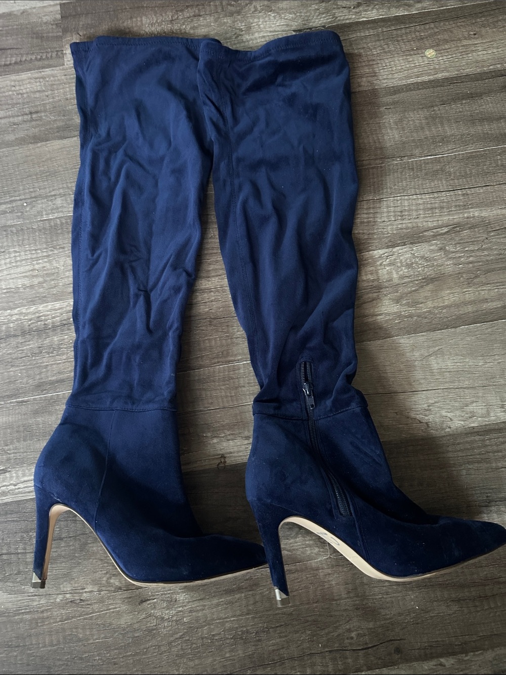 Call It Spring Navy Over-the-Knee Stretch Suede Stiletto Boots
